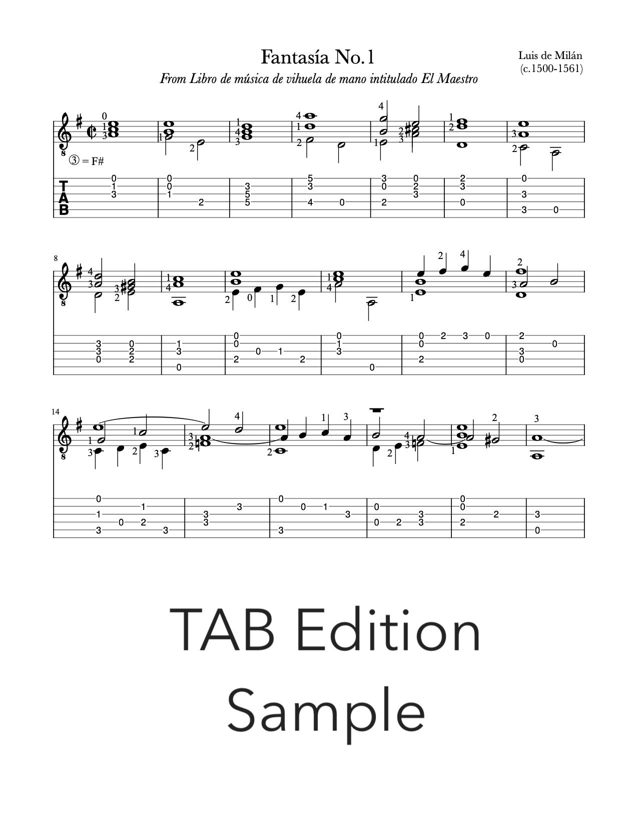 Fantasia No.1 by Milan (PDF)
