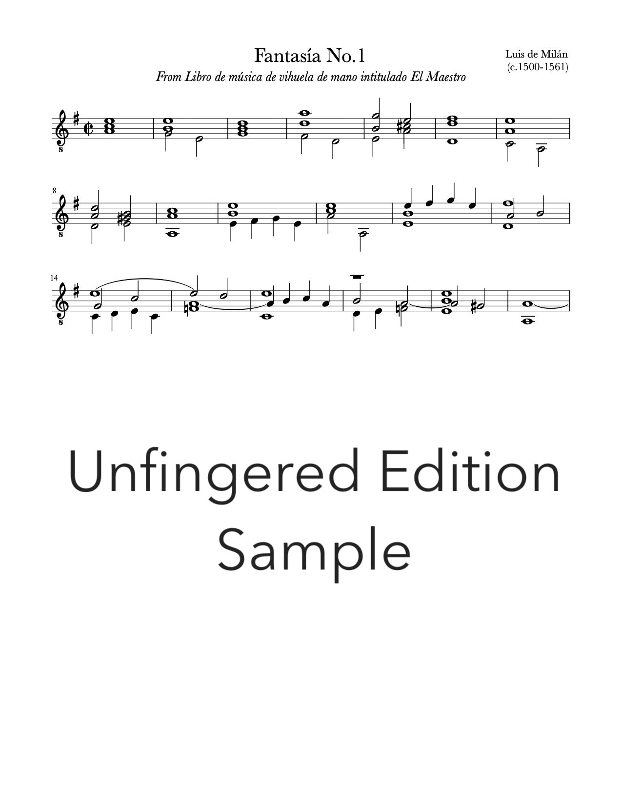 Fantasia No.1 by Milan (PDF)