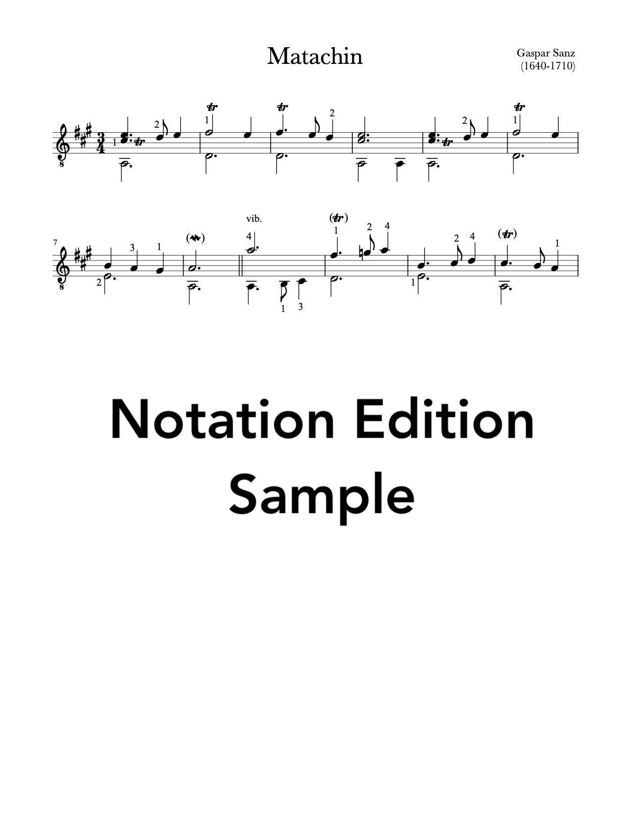 Gaspar Sanz Collection Volume 2 - Sheet Music Sample