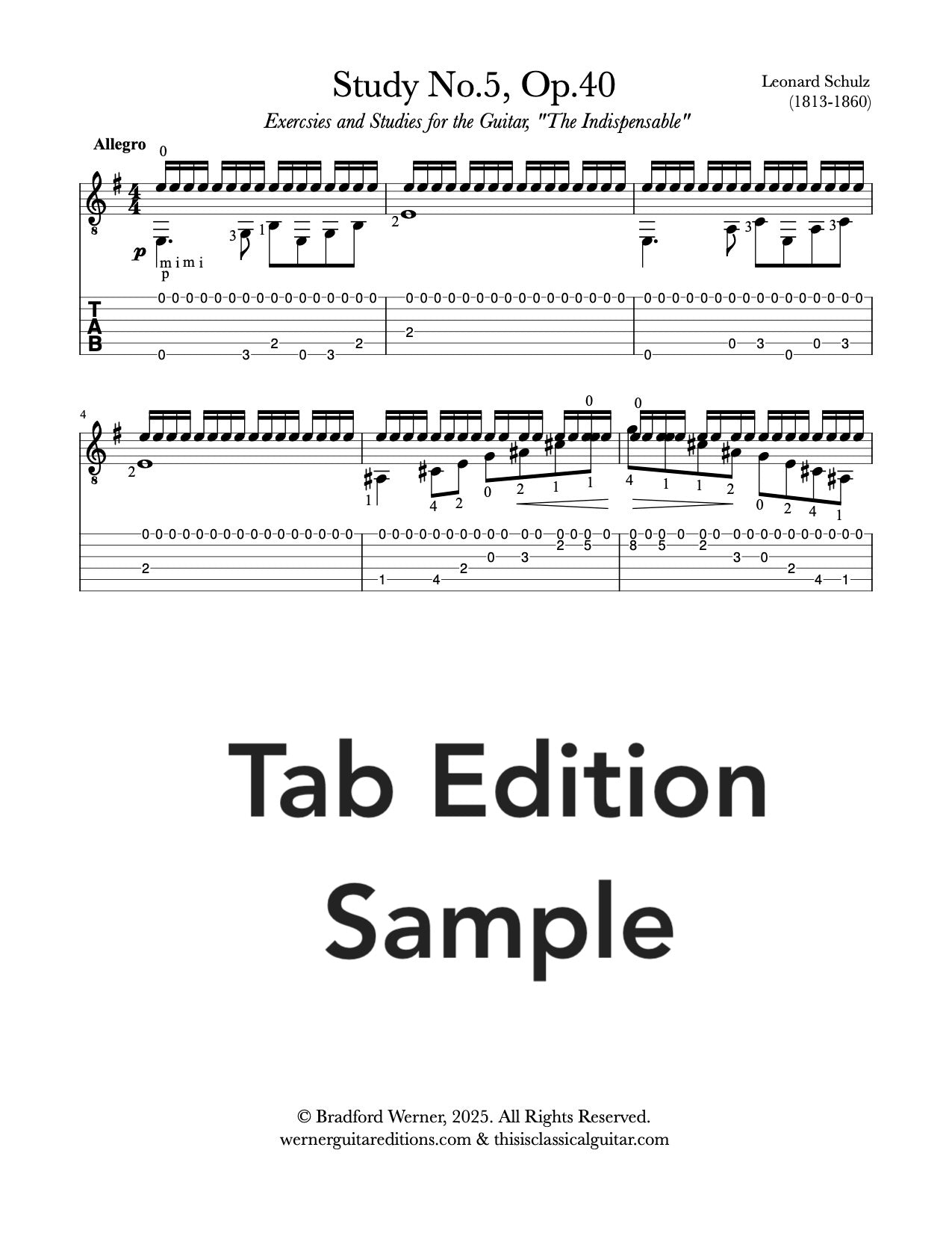 Study No.5, Op.40 by Schulz (Tab Sample)