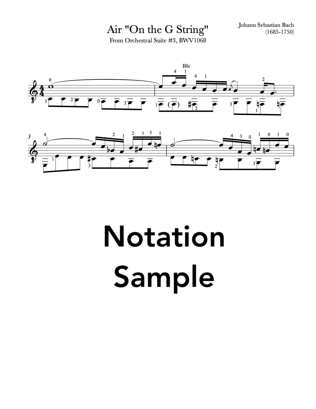 Air on the G String by Bach - PDF Sheet music sample