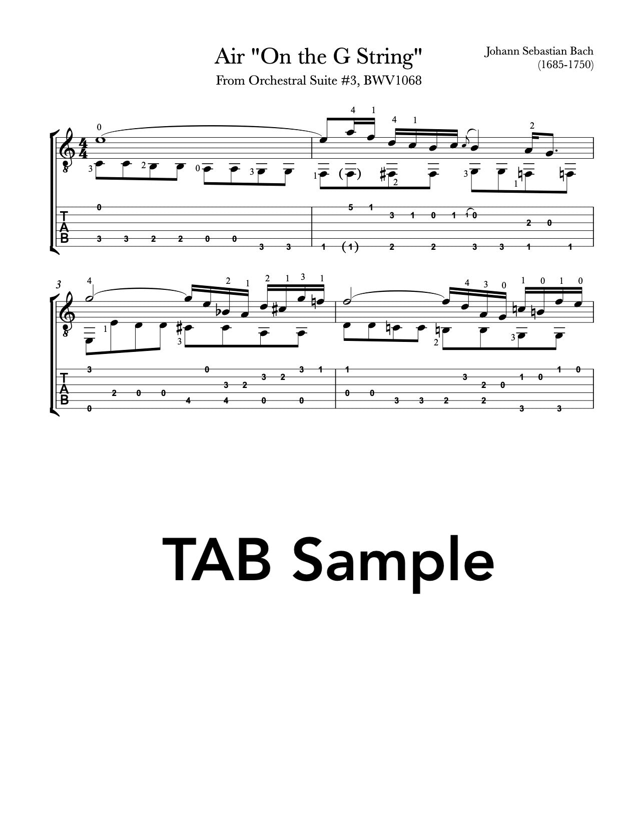 Air on the G String by Bach - PDF TAB sample