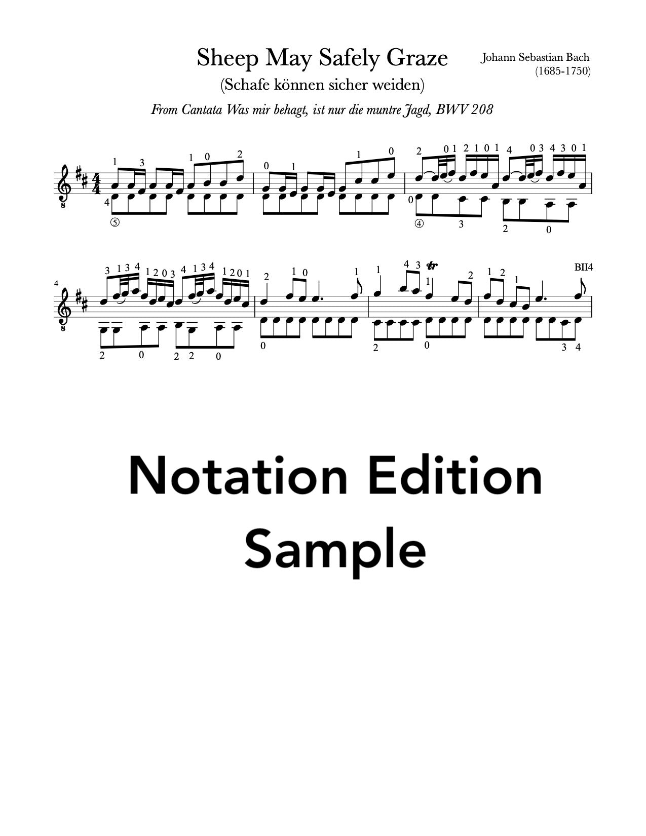 Sheep May Safely Graze by Bach (Sheet Music Sample)