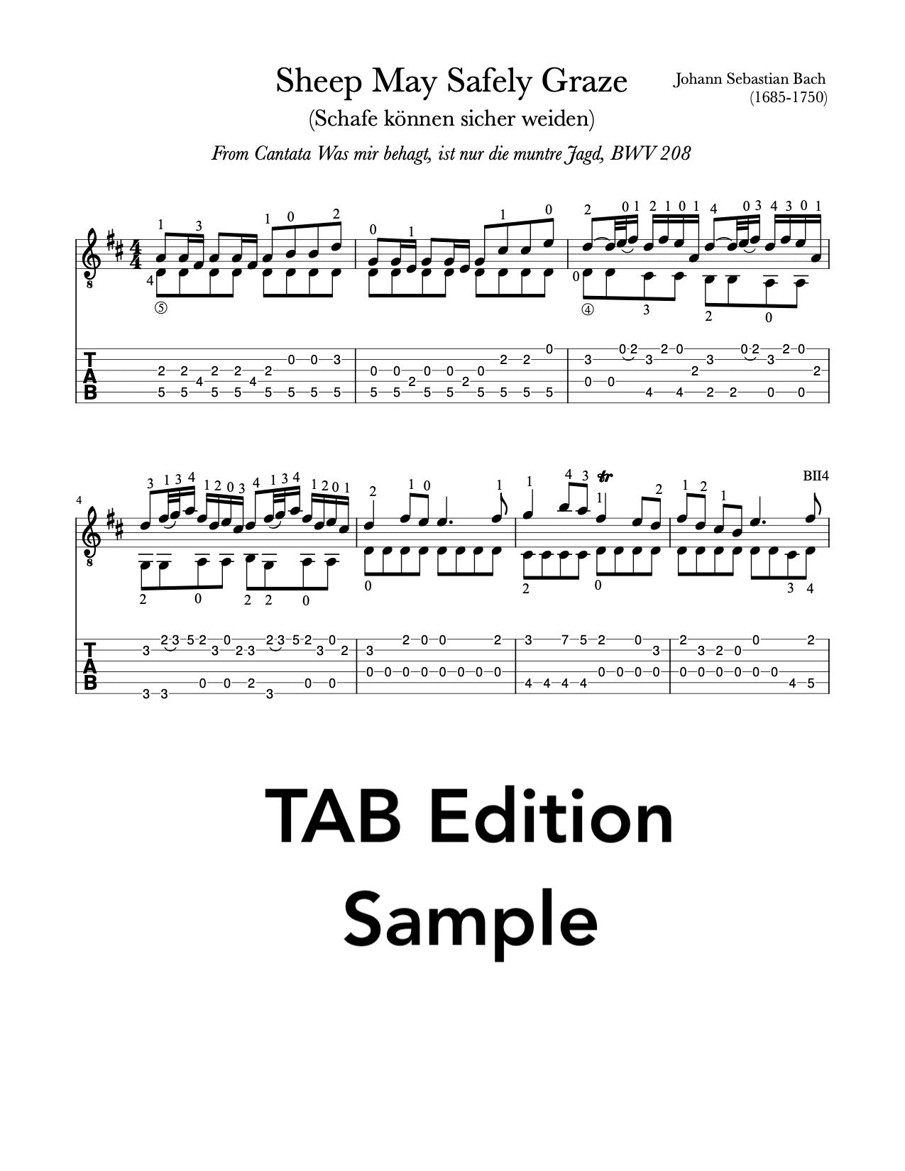 Sheep May Safely Graze by Bach (TAB Sample)