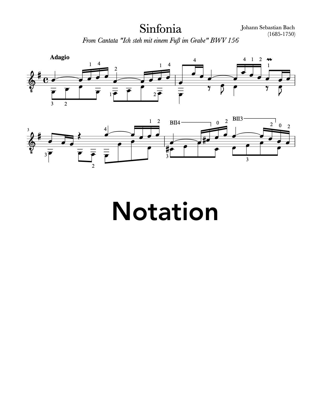 Sinfonia (Arioso) from BWV 156 by Bach (Notation Sample))
