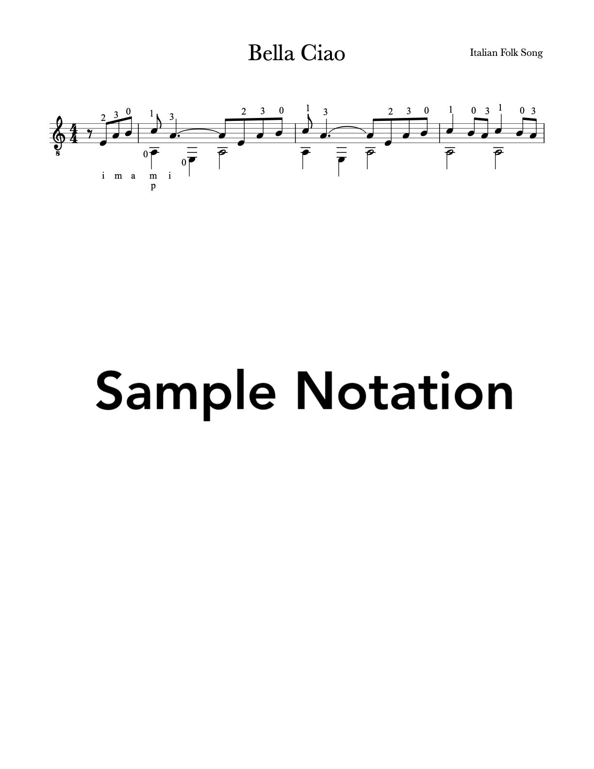 Easy Bella Ciao for Guitar (PDF Sheet Music or Tab)