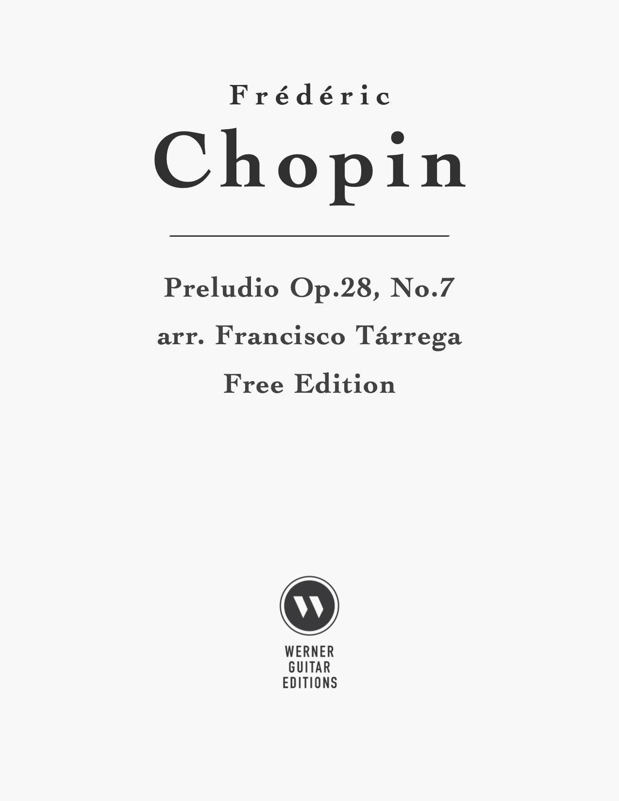 Preludio No.7, Op.28 by Chopin for Guitar (PDF)