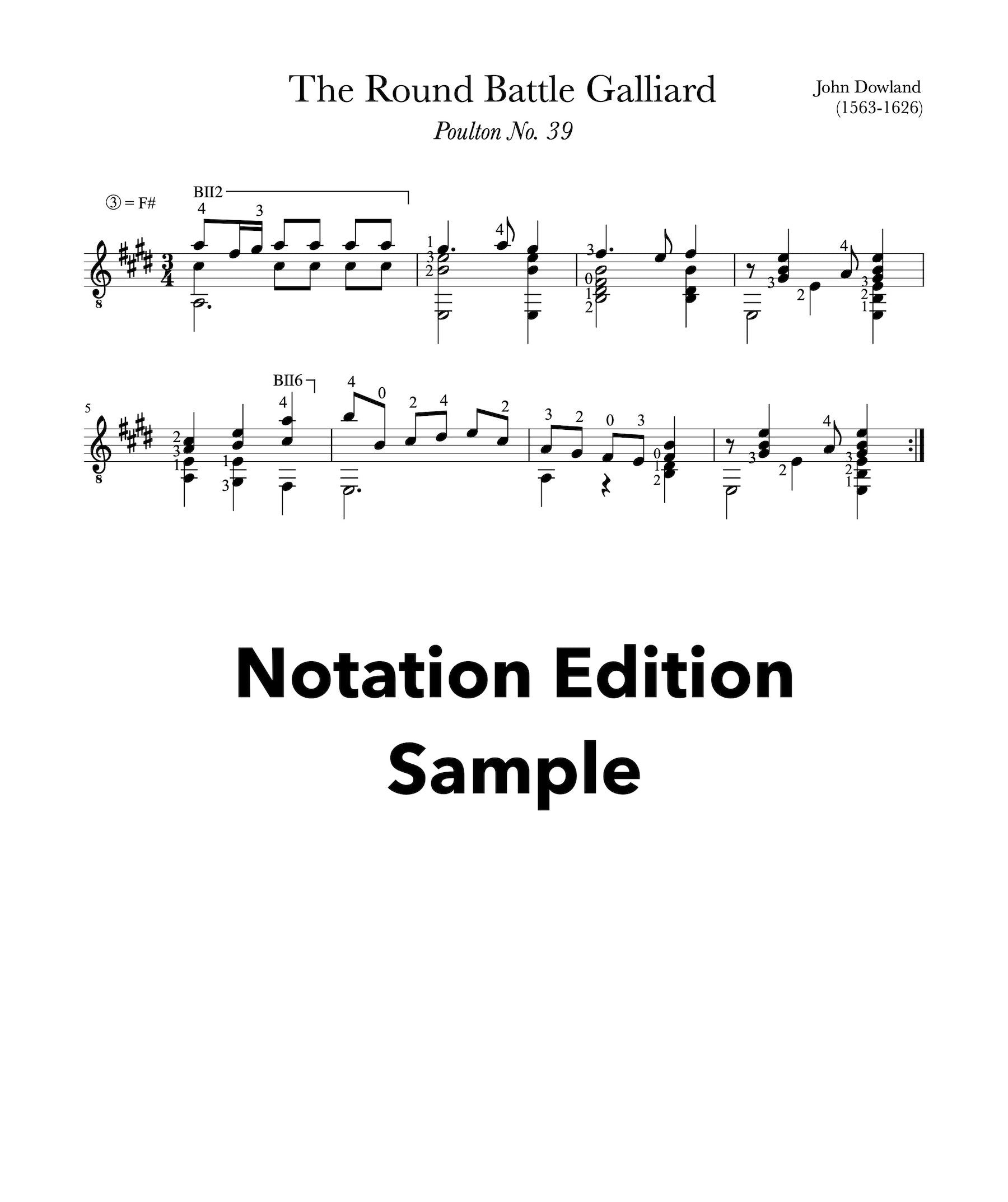 The Round Battle Galliard by Dowland (Sheet Music Sample)