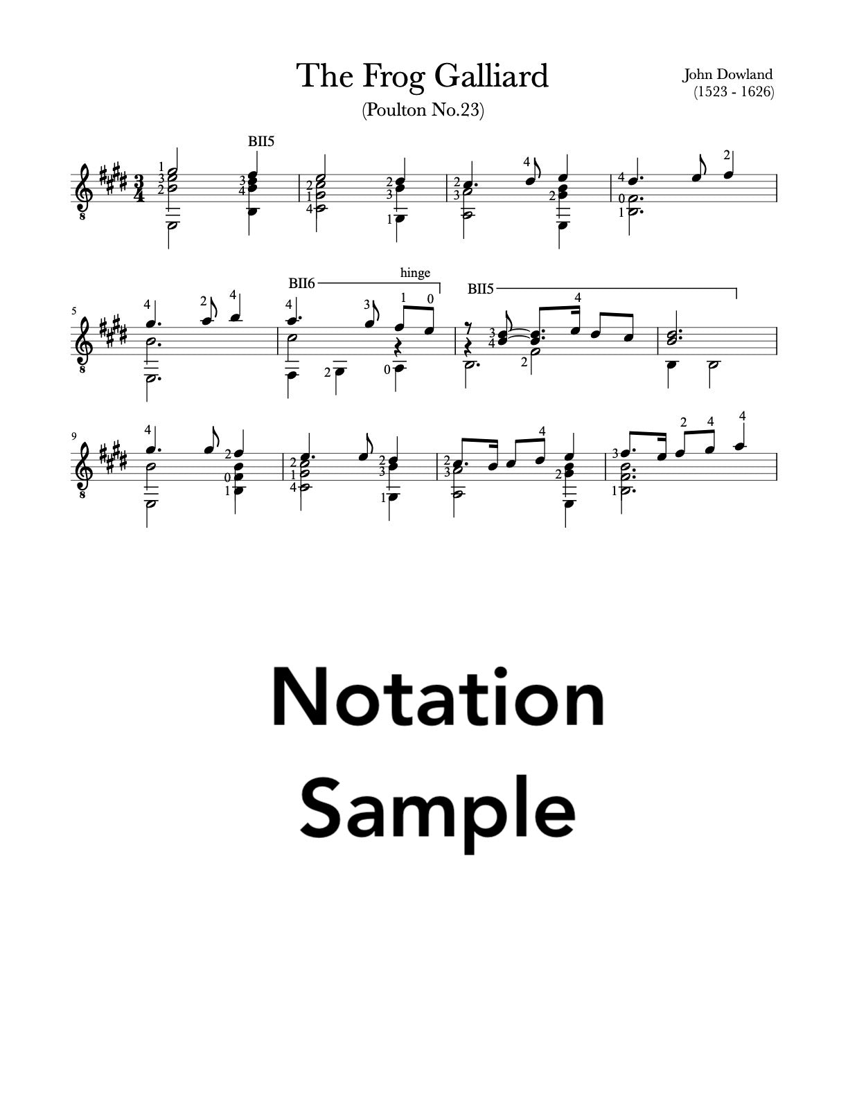 The Frog Galliard by Dowland (Notation Sample)