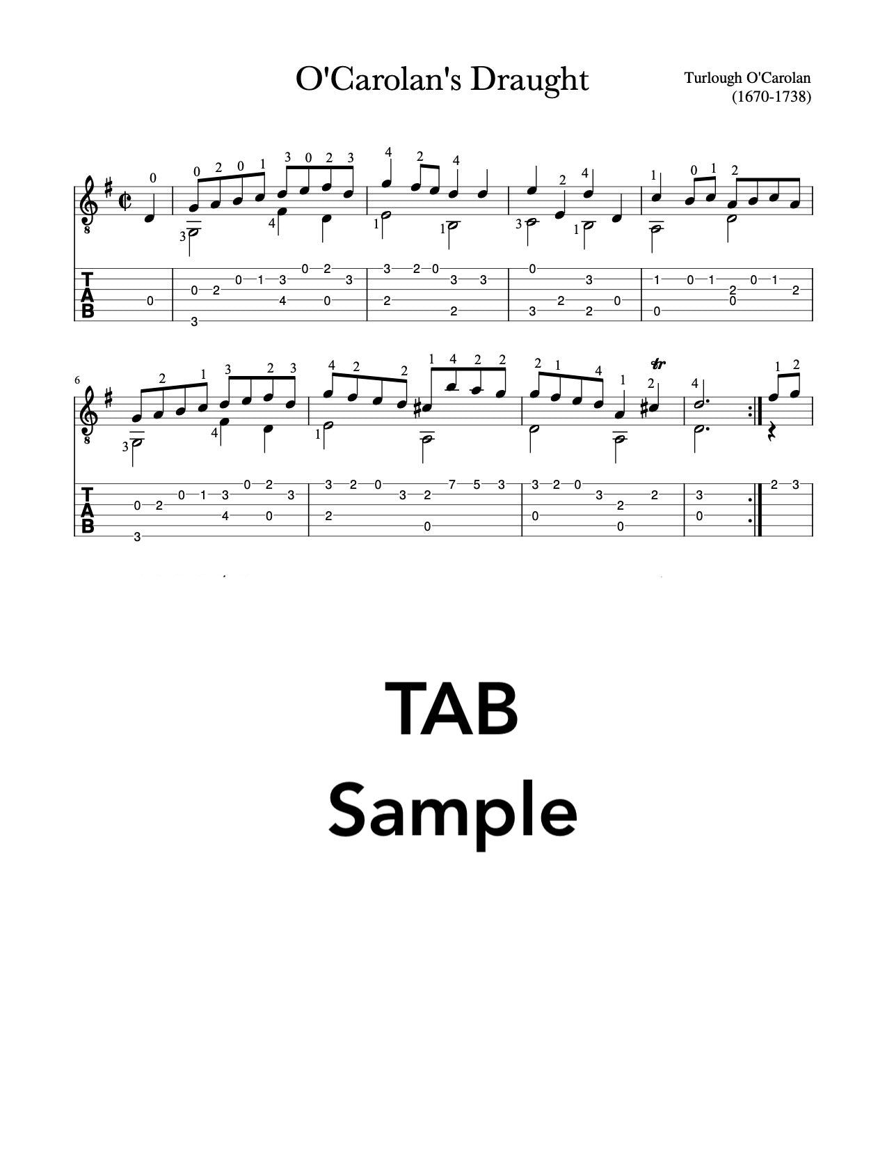 Easy Celtic Guitar Volume 2 - TAB Sample