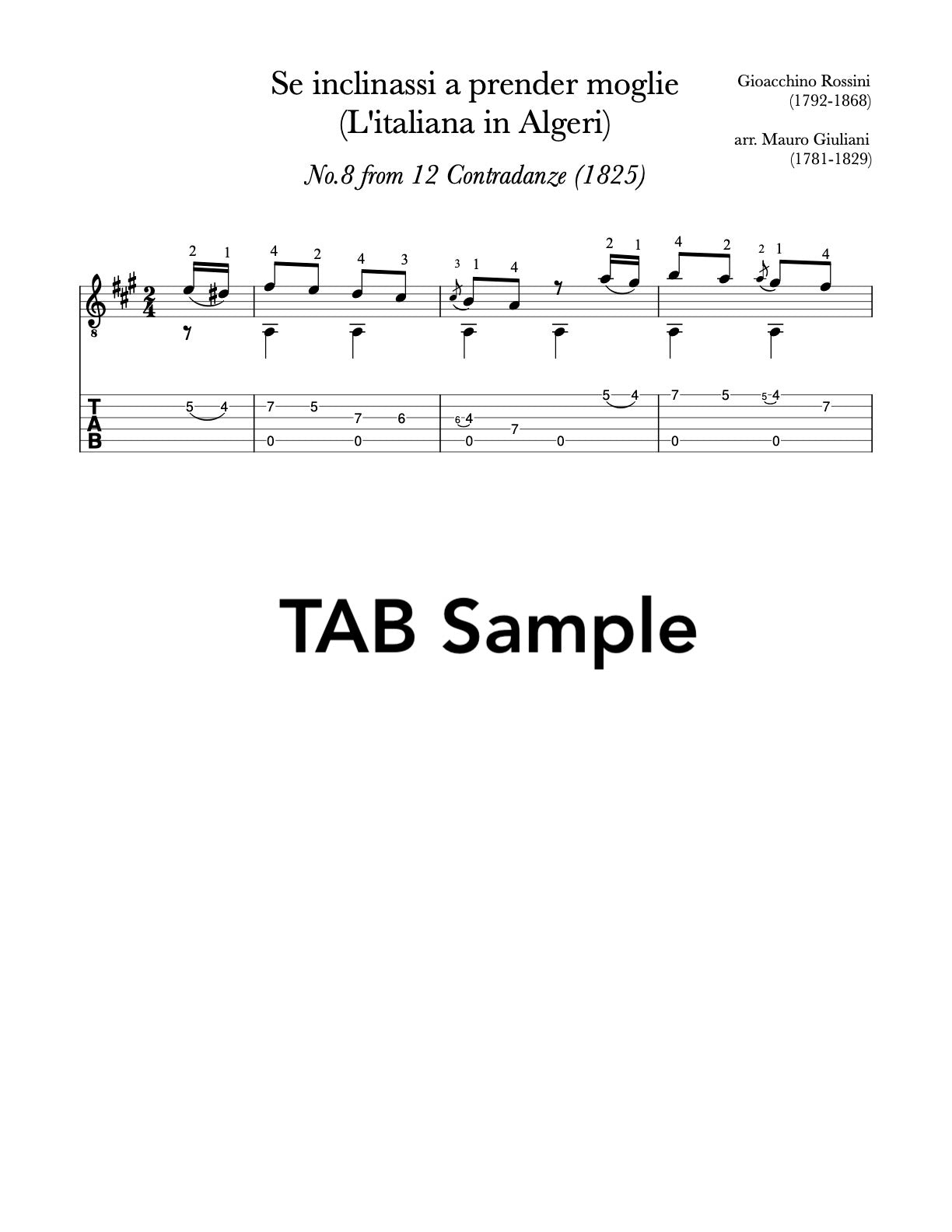 Rossini - Giuliani: Sample TAB