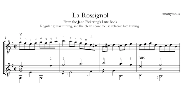 La Rossignol (Anonymous) - Guitar Duet (PDF)