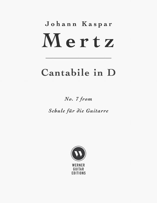 Cantabile in D by Mertz (PDF Sheet Music for Classical Guitar)