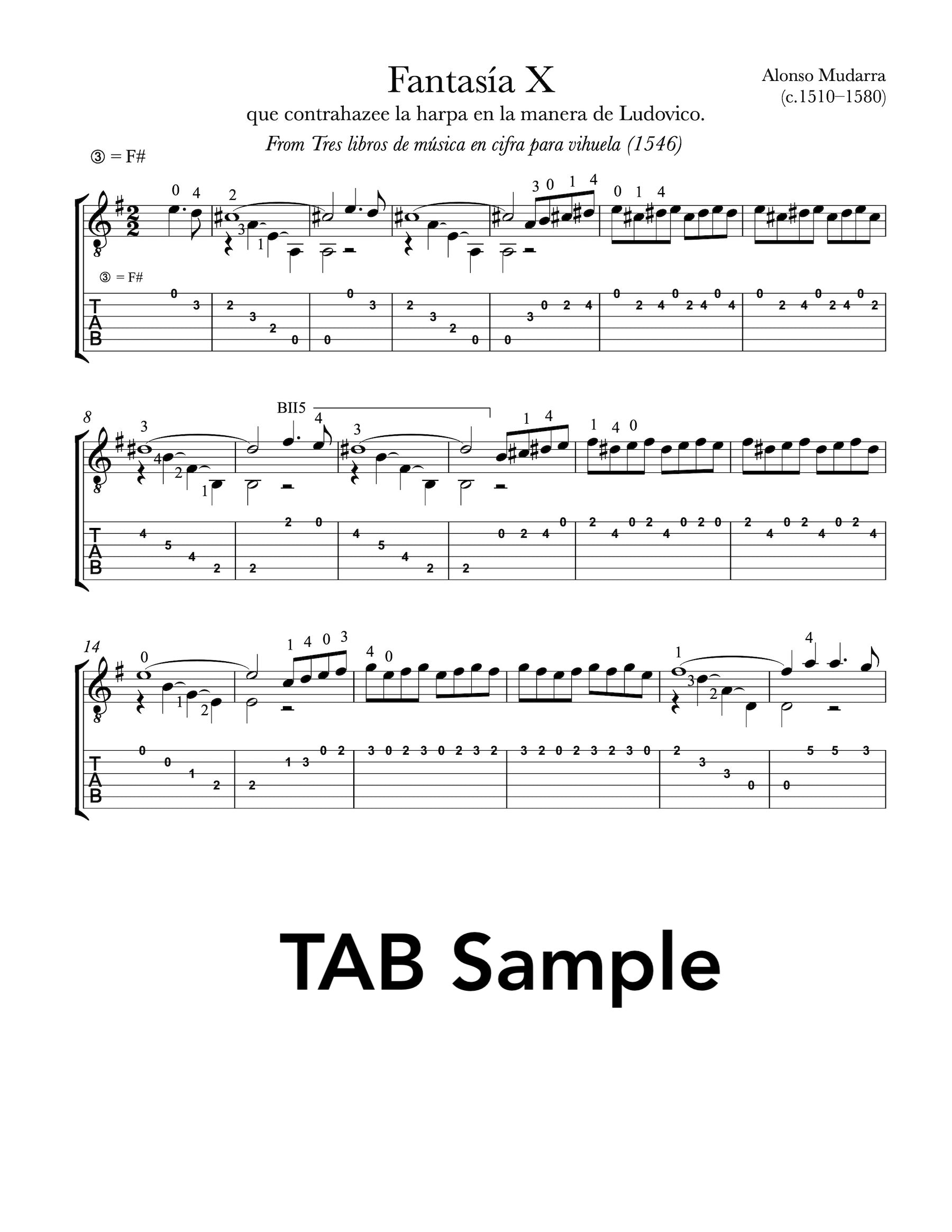 Fantasia X by Mudarra Tab Sample