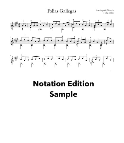 Folias Gallegas by Santiago de Murcia (Notation Sample)