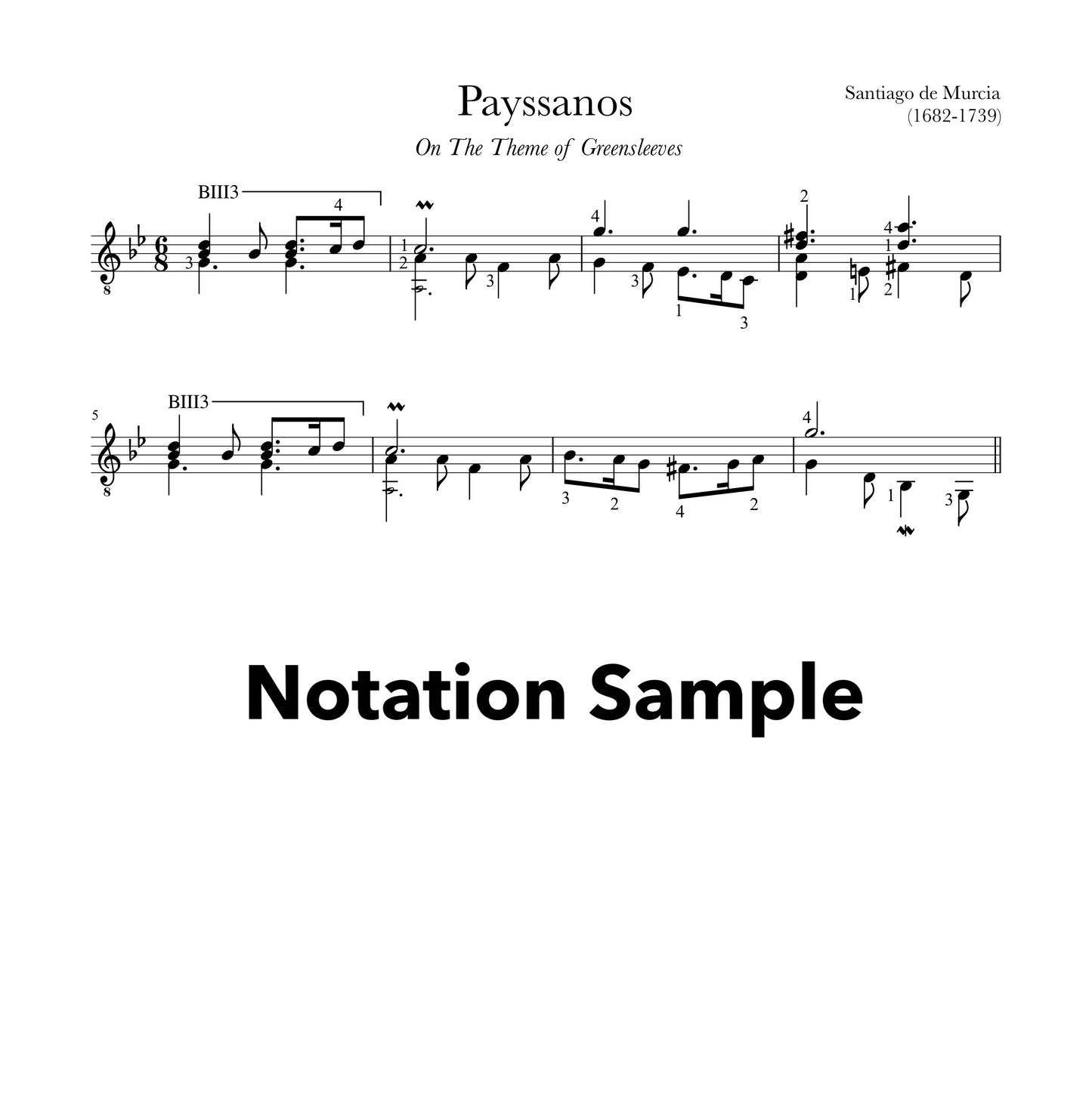 Payssanos (Greensleeves) by Santiago de Murcia - Sample