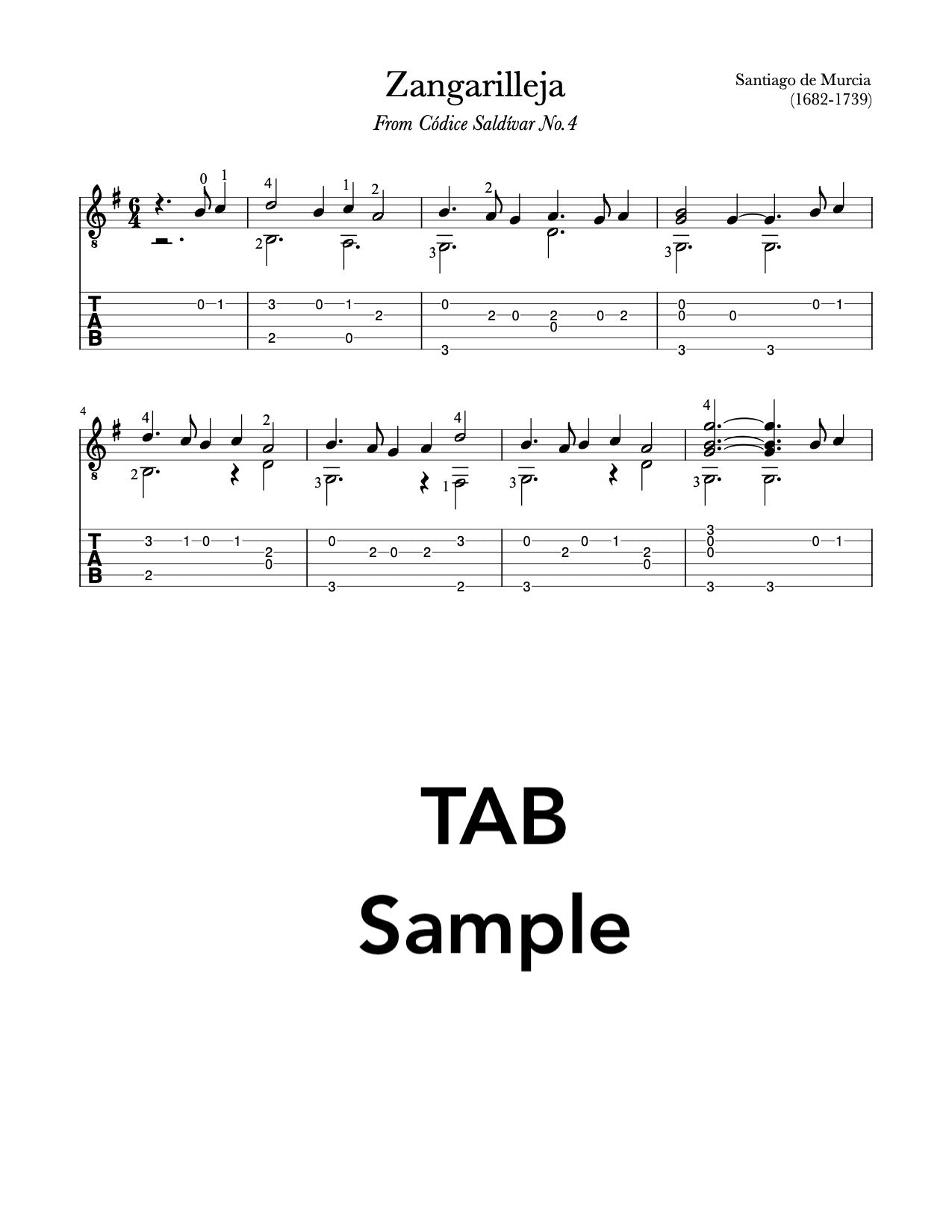 Zangarilleja by Santiago de Murcia (TAB Sample)