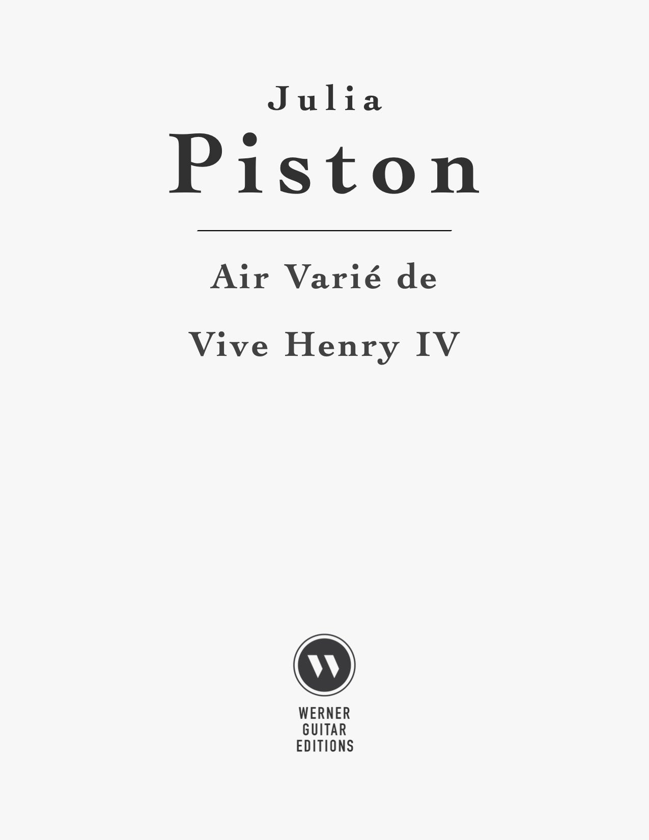 Air Varié de Vive Henry IV by Julia Piston