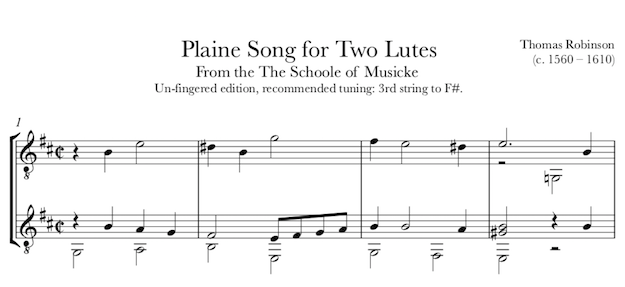 Plaine Song for Two Lutes (Robinson) for Guitar Duet