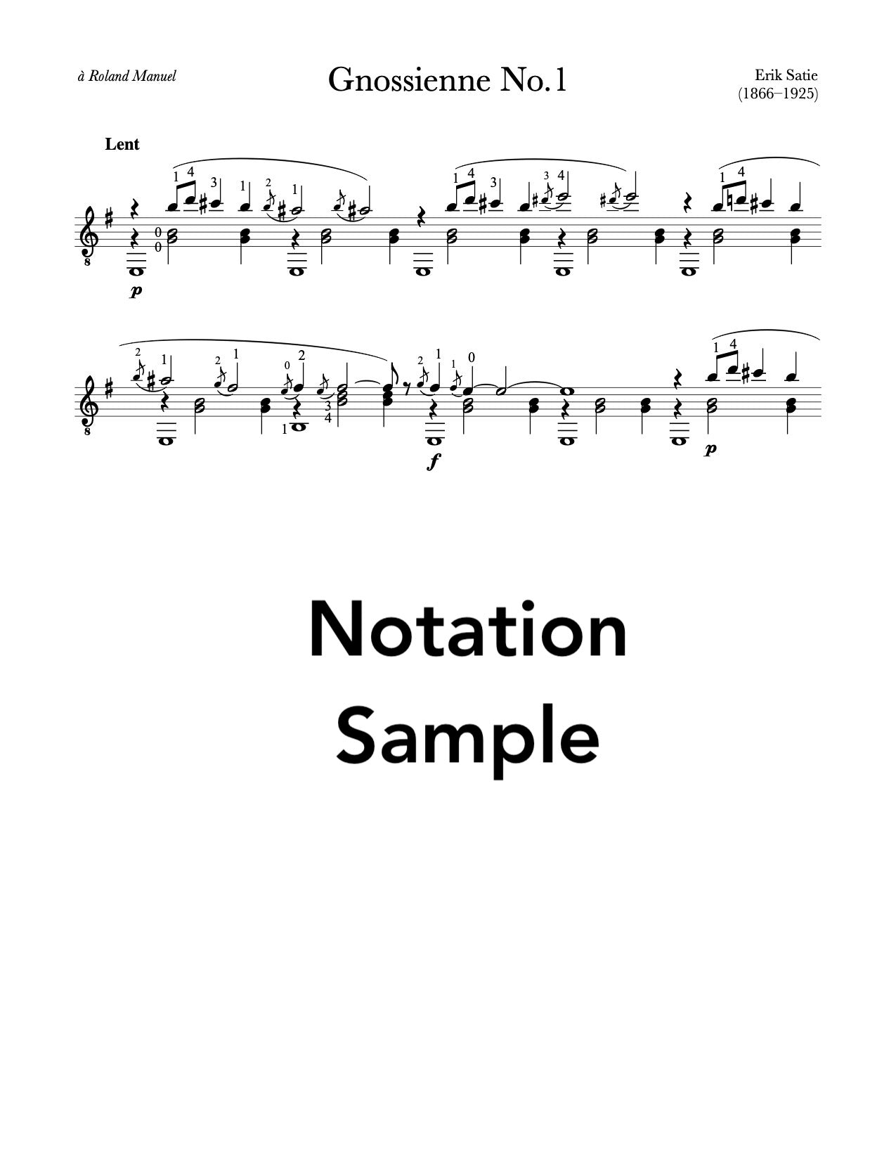 Gnossienne No.1 by Satie for Guitar (Sample)