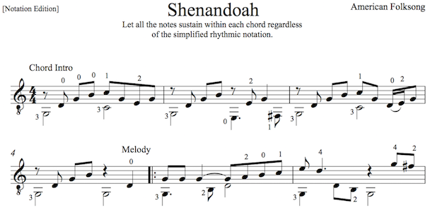 Oh Shenandoah for Guitar (PDF)