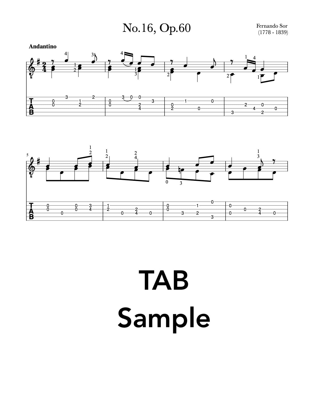 25 Progressive Studies, Op.60 by Fernando Sor (Tab Sample)