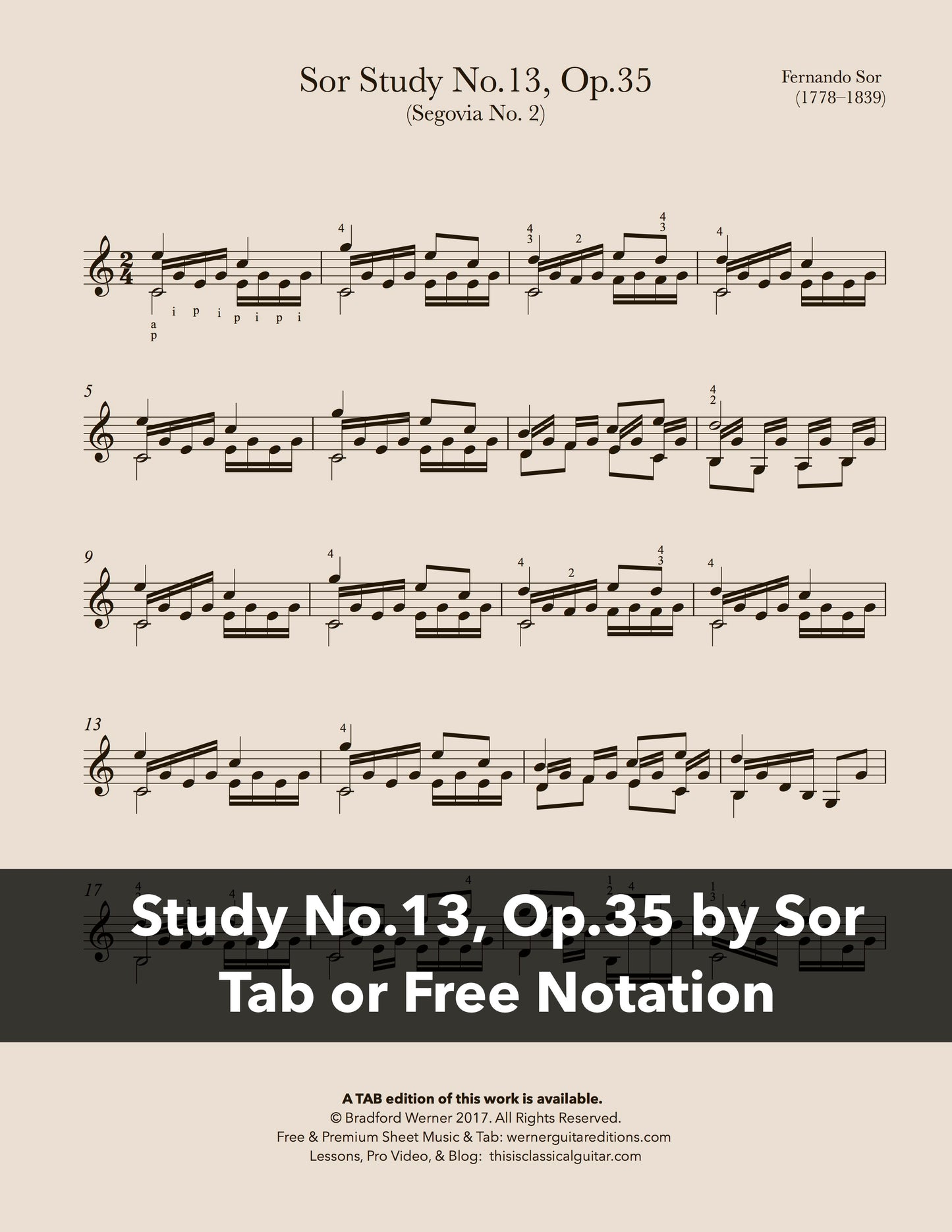 Study No.13, Op.35 by Sor (Free PDF)