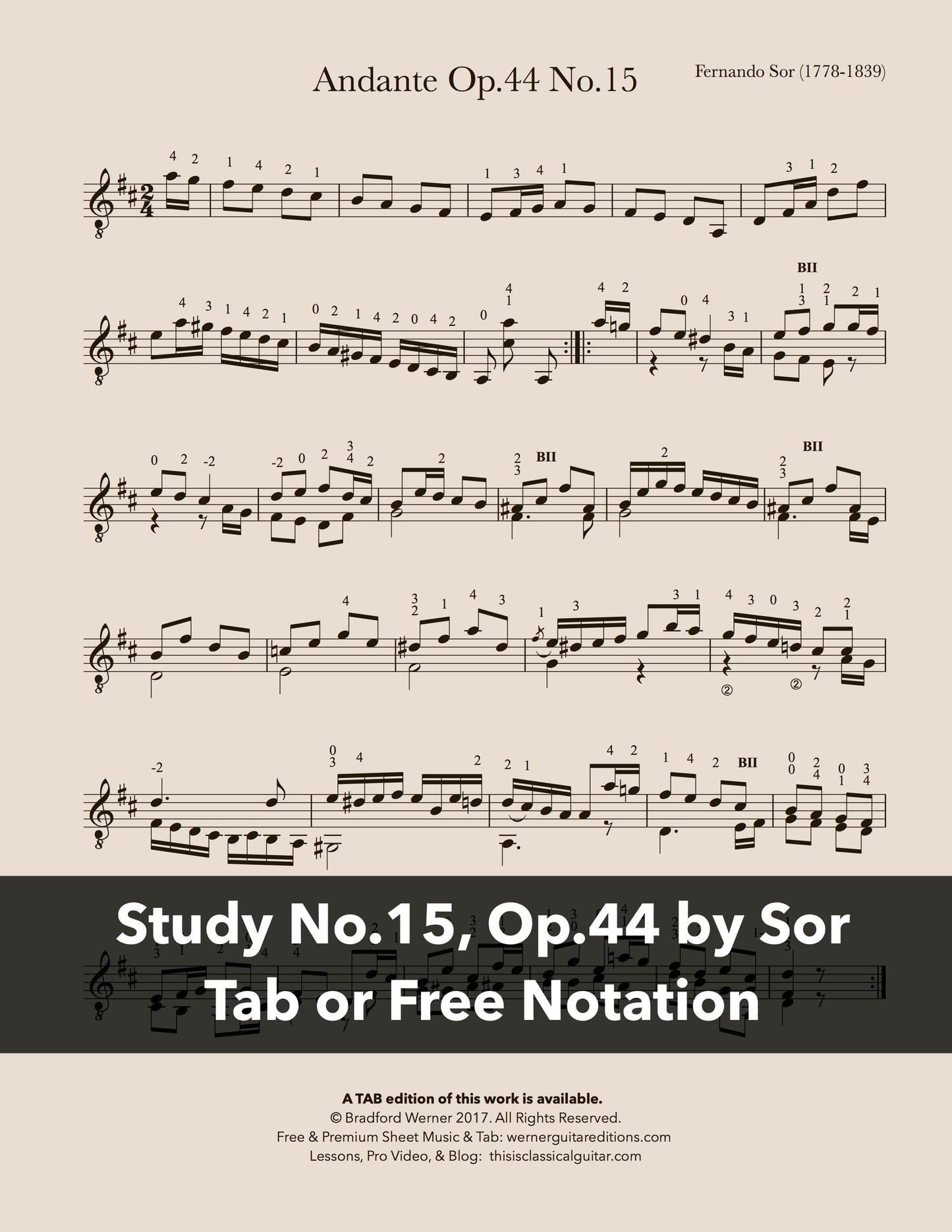 Study No.15, Op.44 by Sor (Free PDF)