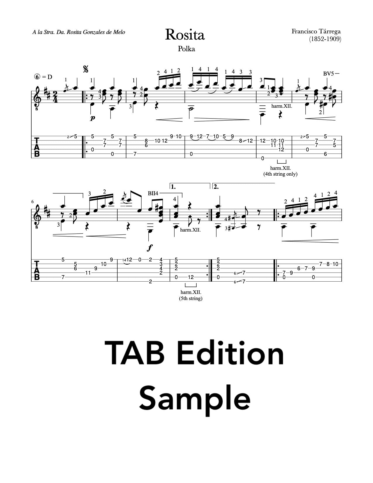 Rosita (Polka) by Tárrega (TAB Sample)