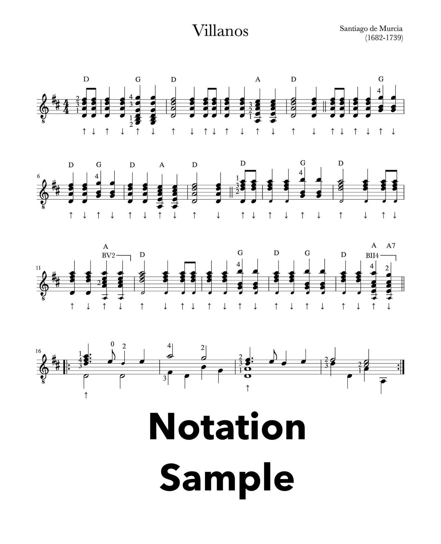 Villanos by Santiago de Murcia (Sheet Music Sample)