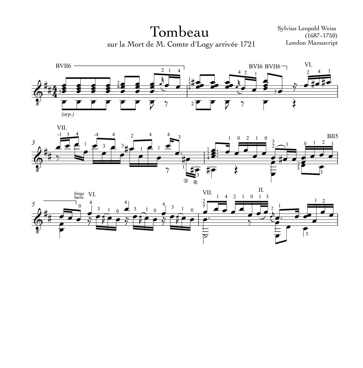 Tombeau by Weiss for Guitar (PDF)