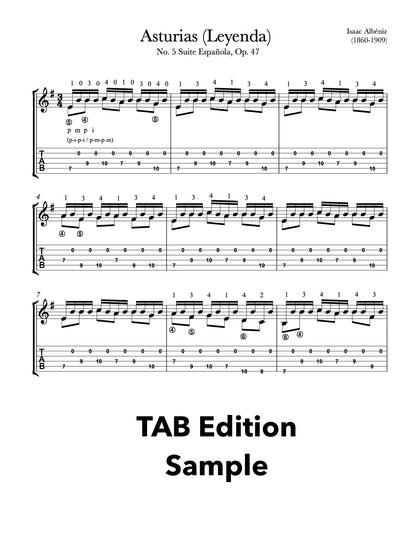 Asturias (Leyenda) by Albeniz for Guitar (TAB Sample)