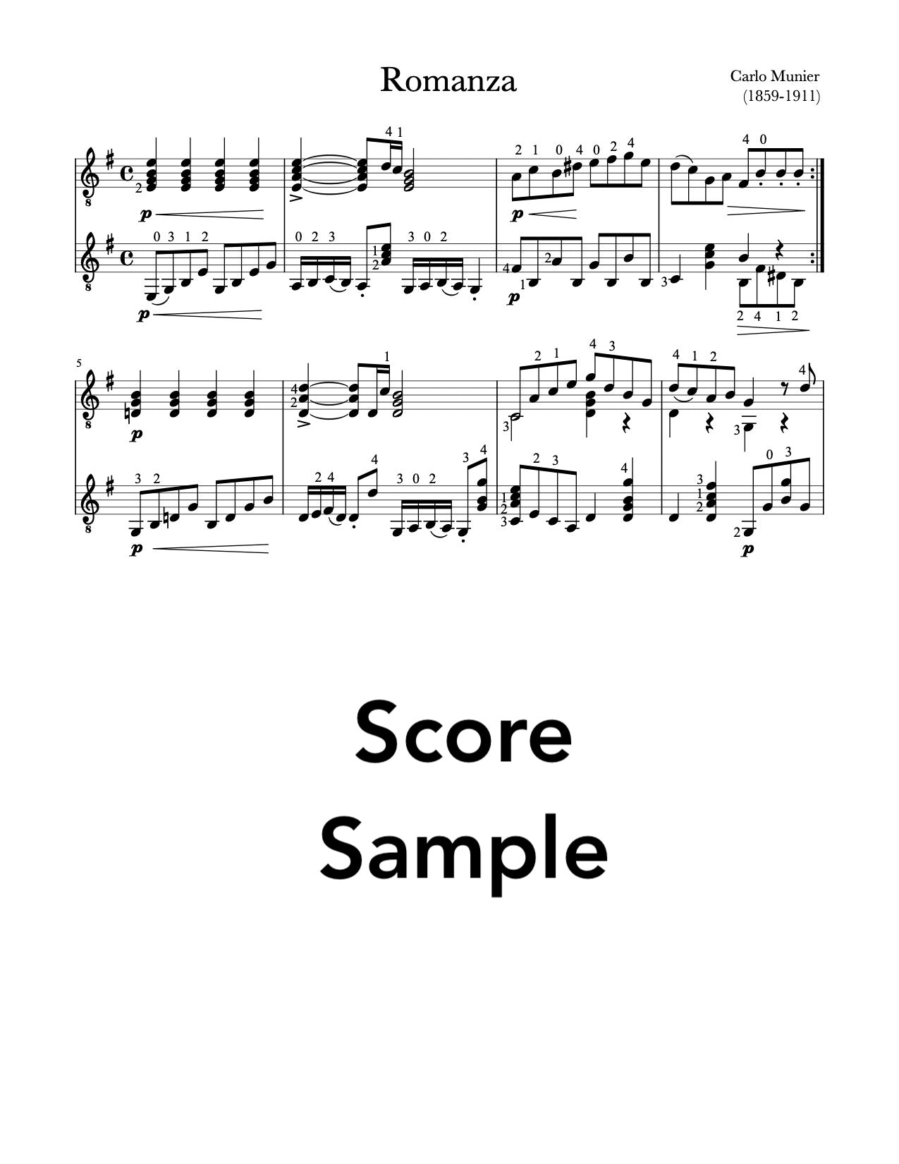 Romanza and Barcarola by Munier (Score Sample)