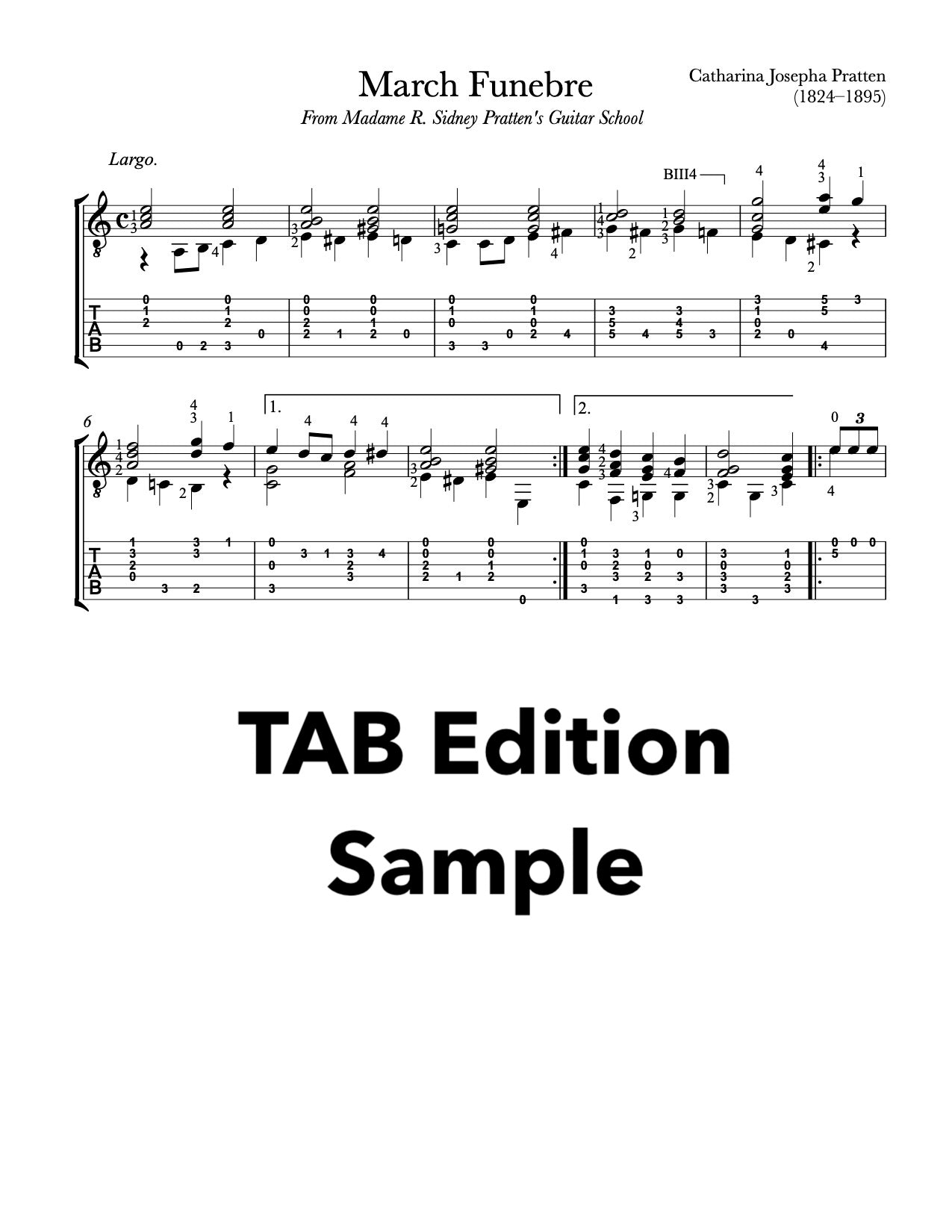 March Funebre by Catharina Josepha Pratten (TAB Sample)