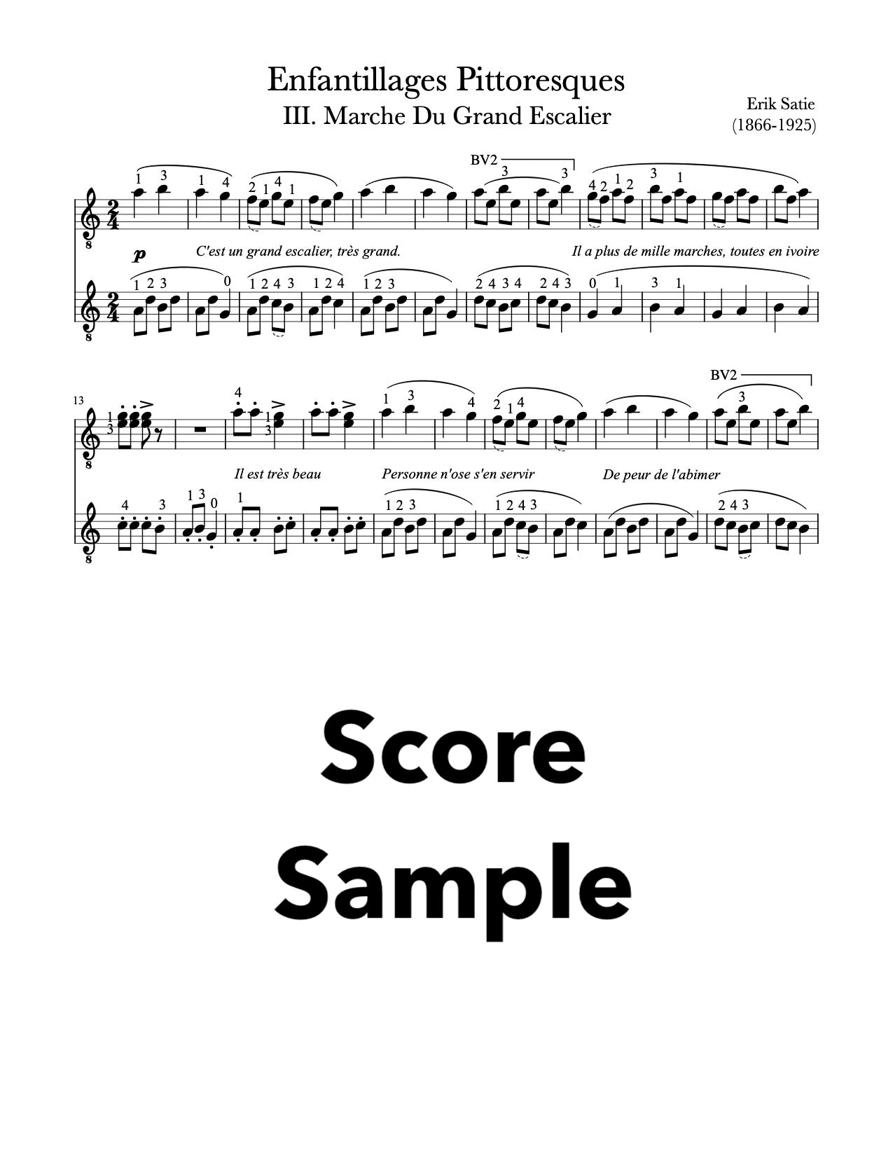 Enfantillages Pittoresques by Erik Satie (1866-1925) arranged for classical guitar duo.