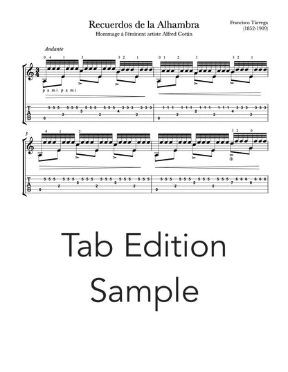Recuerdos de la Alhambra by Tarrega (Tab Sample)