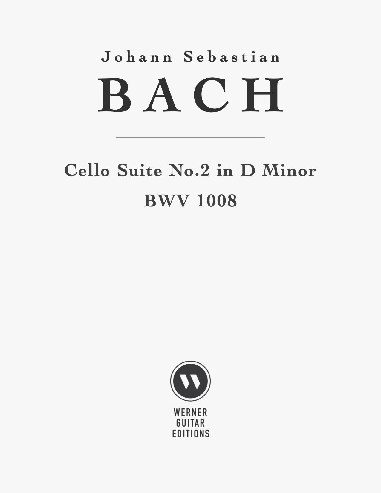 Cello Suite No.2, BWV 1008 by Bach for Guitar (PDF)