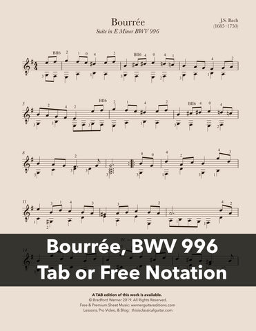 Bourree, BWV 996 by Bach (PDF)