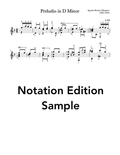 Preludio in D Minor by Barrios (Sheet Music Sample)