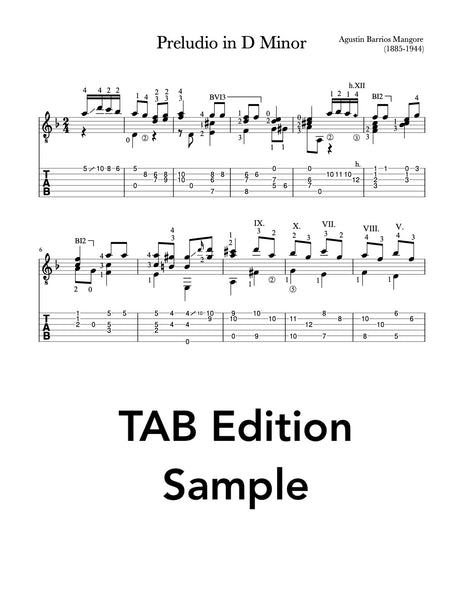 Preludio in D Minor by Barrios (Tab Sample)