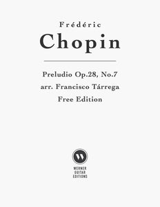 Preludio No.7, Op.28 by Chopin for Guitar (PDF)