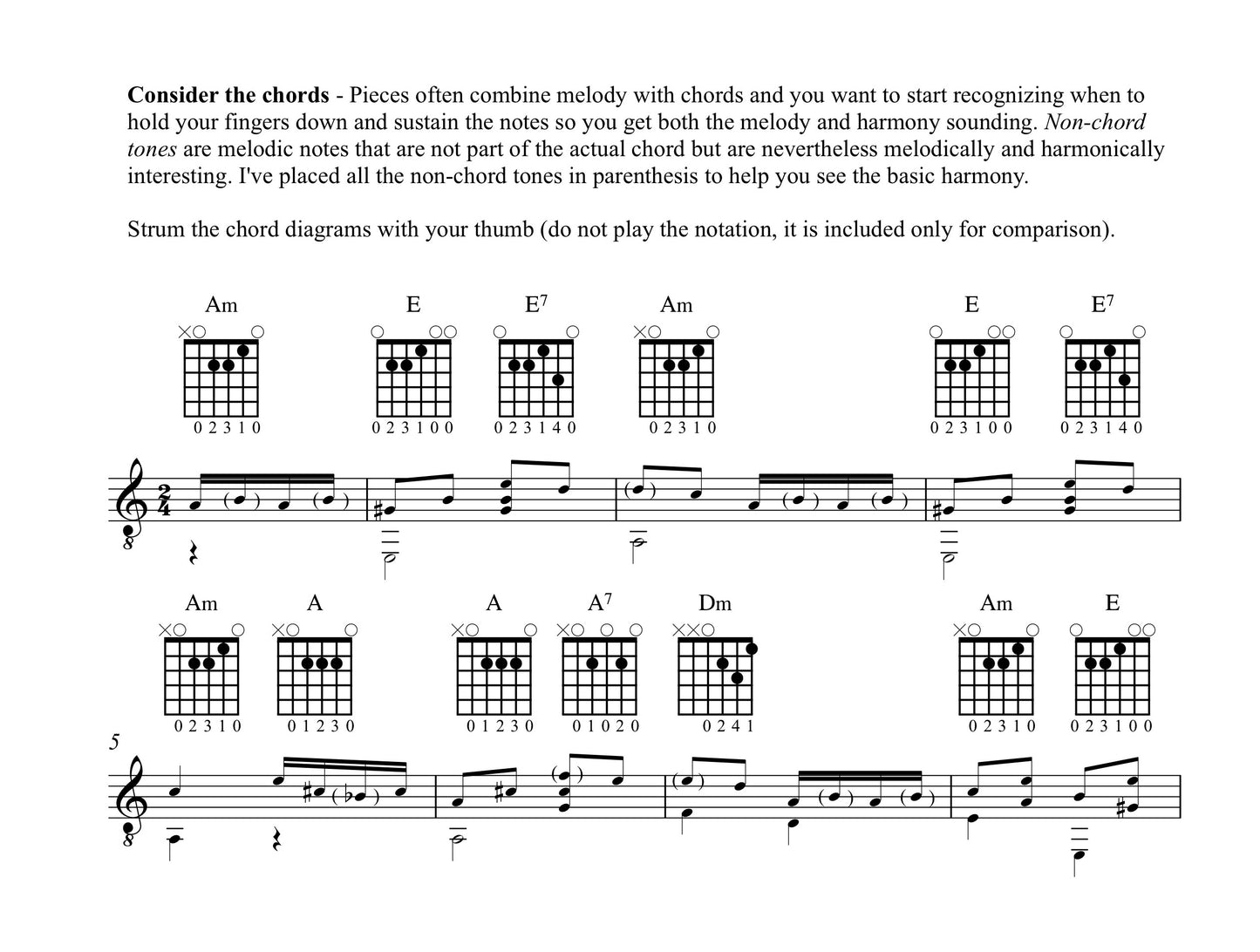 Classical Guitar Repertoire Lessons Grade 1 - Chord Diagrams