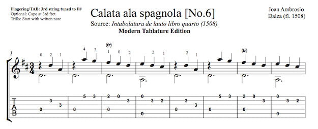 Calata ala Spagnola by Dalza (Tab Sample)