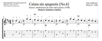 Calata ala Spagnola by Dalza (Tab Sample)