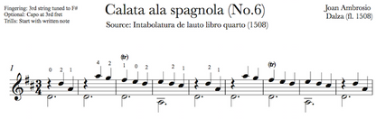 Calata ala Spagnola by Dalza (Notes Sample)