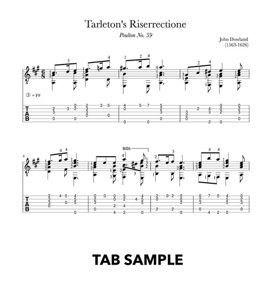 Tarleton's Riserrectione by Dowland (TAB Sample)