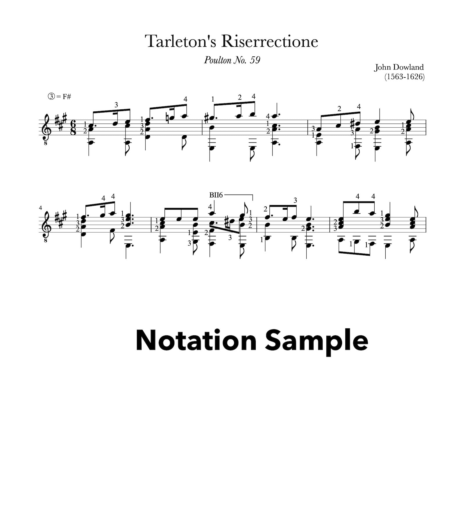 Tarleton's Riserrectione by Dowland (Notation Sample))