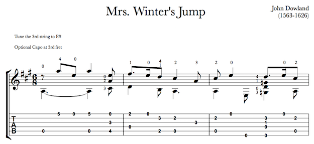 Mrs Winter’s Jump by Dowland - Tab Sample