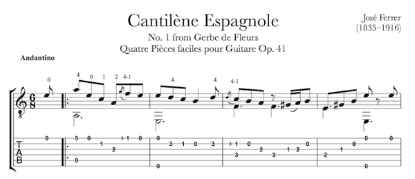 Cantilène Espagnole by Ferrer - Tab Sample