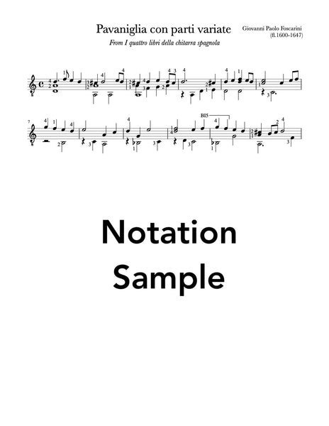 Pavaniglia con parti variate by Giovanni Paolo Foscarini (Notation Sample)